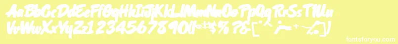OrielscriptsskBolditalic Font – White Fonts on Yellow Background