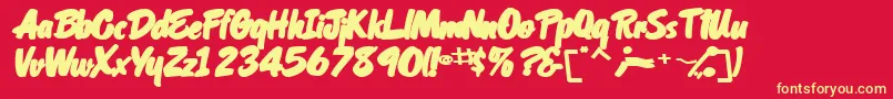 フォントOrielscriptsskBolditalic – 黄色の文字、赤い背景