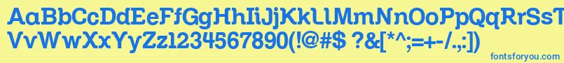 フォントZil – 青い文字が黄色の背景にあります。