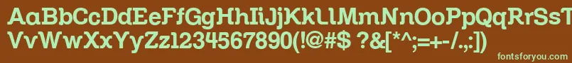 フォントZil – 緑色の文字が茶色の背景にあります。