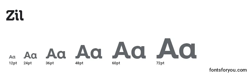 Размеры шрифта Zil