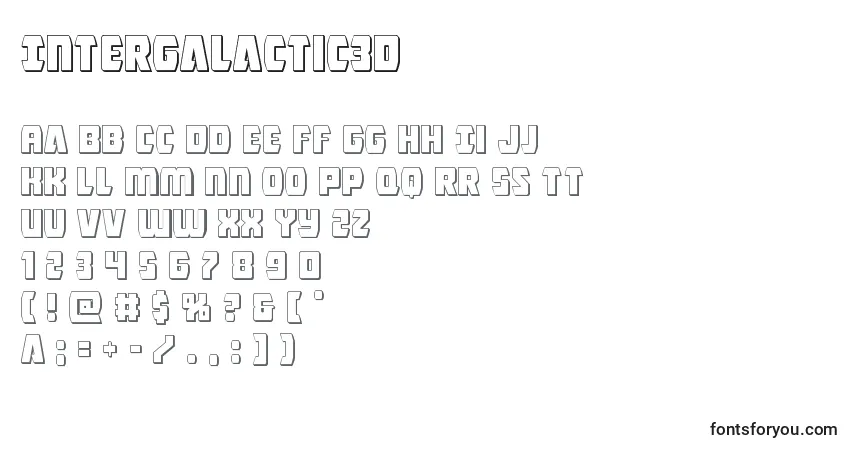 A fonte Intergalactic3D – alfabeto, números, caracteres especiais