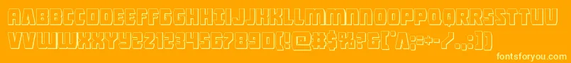 Intergalactic3D-fontti – keltaiset fontit oranssilla taustalla