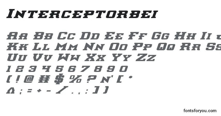 A fonte Interceptorbei – alfabeto, números, caracteres especiais