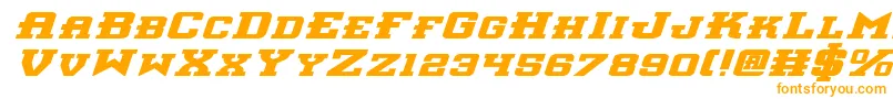 Interceptorbei-Schriftart – Orangefarbene Schriften auf weißem Hintergrund