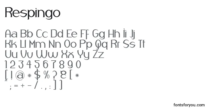 Czcionka Respingo – alfabet, cyfry, specjalne znaki