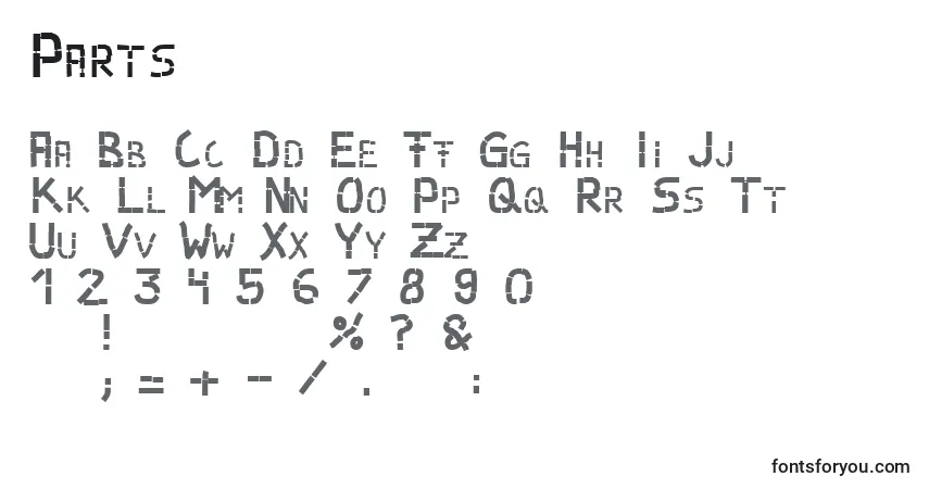 Partsフォント–アルファベット、数字、特殊文字