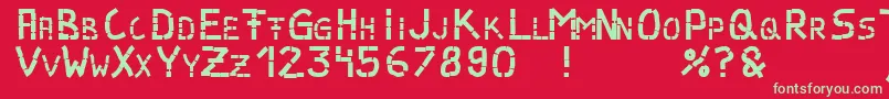 Parts Font – Green Fonts on Red Background