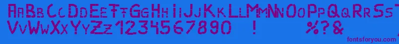 Parts Font – Purple Fonts on Blue Background