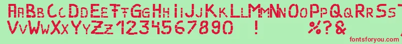 Parts Font – Red Fonts on Green Background