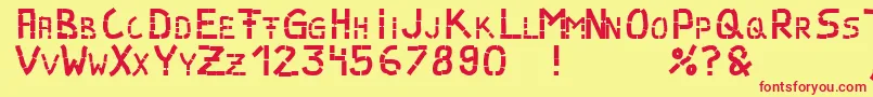 Parts Font – Red Fonts on Yellow Background