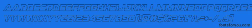 Libertyislandoutital Font – Black Fonts on Blue Background