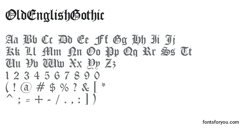Czcionka OldEnglishGothic – alfabet, cyfry, specjalne znaki