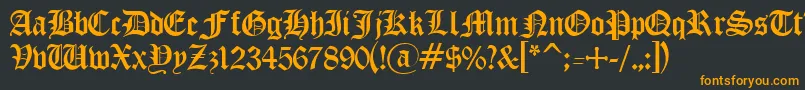 フォントOldEnglishGothic – 黒い背景にオレンジの文字