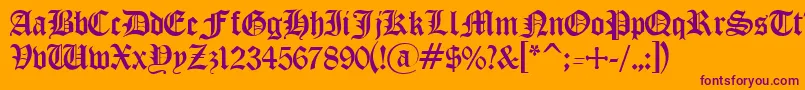 OldEnglishGothic-Schriftart – Violette Schriften auf orangefarbenem Hintergrund