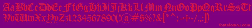 OldEnglishGothic-Schriftart – Rote Schriften auf violettem Hintergrund