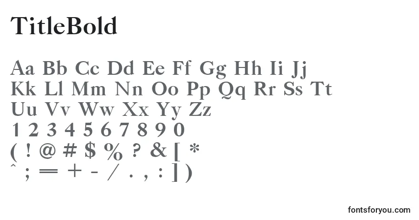A fonte TitleBold – alfabeto, números, caracteres especiais