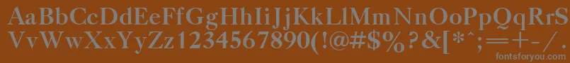 TitleBold-fontti – harmaat kirjasimet ruskealla taustalla
