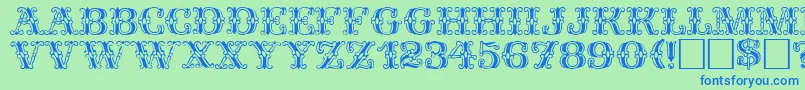 FantasiaPlain Font – Blue Fonts on Green Background