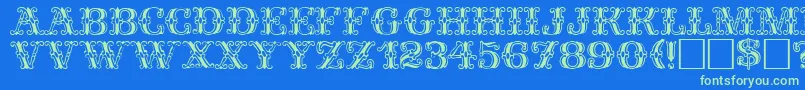 FantasiaPlain Font – Green Fonts on Blue Background