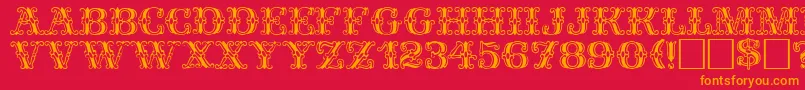 フォントFantasiaPlain – 赤い背景にオレンジの文字