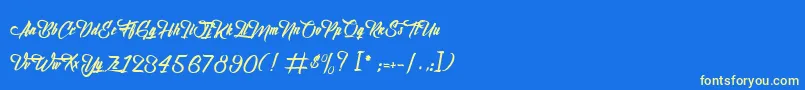 フォントBirthOfTheFurious – 黄色の文字、青い背景