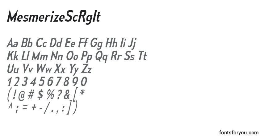 Шрифт MesmerizeScRgIt – алфавит, цифры, специальные символы