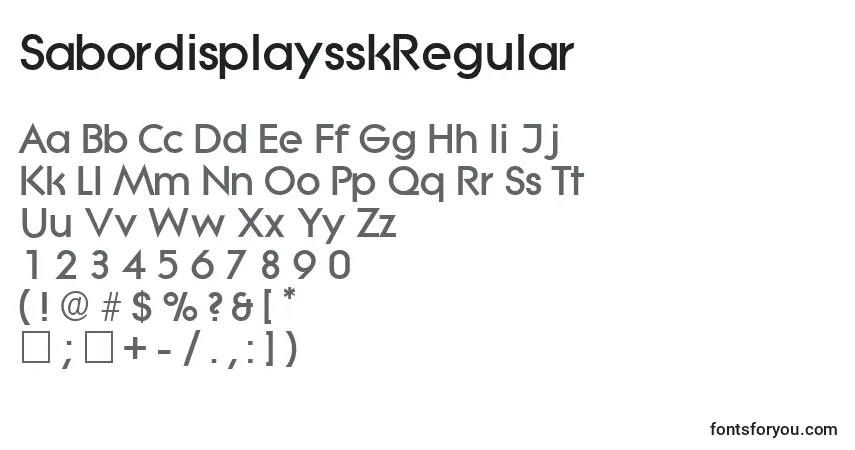 A fonte SabordisplaysskRegular – alfabeto, números, caracteres especiais