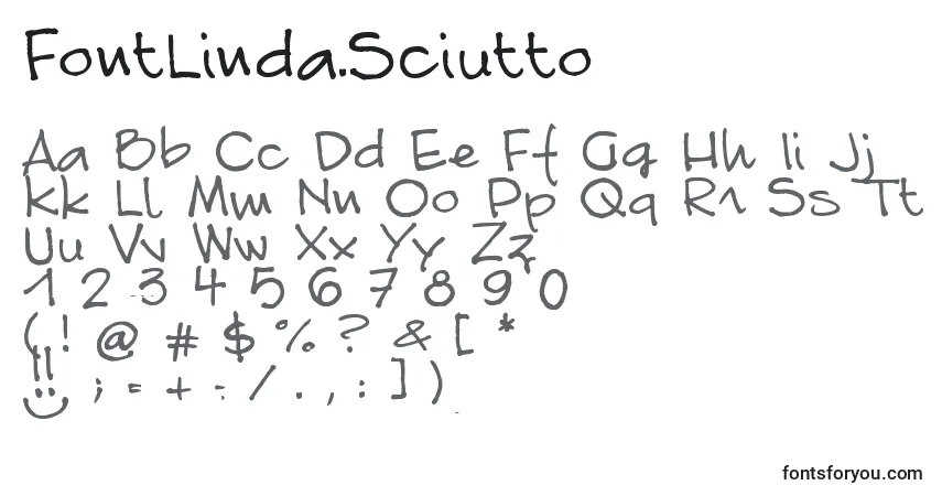 A fonte FontLinda.Sciutto – alfabeto, números, caracteres especiais