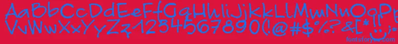 Czcionka FontLinda.Sciutto – niebieskie czcionki na czerwonym tle