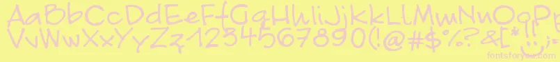 FontLinda.Sciutto-fontti – vaaleanpunaiset fontit keltaisella taustalla