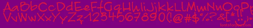 FontLinda.Sciutto-Schriftart – Rote Schriften auf violettem Hintergrund