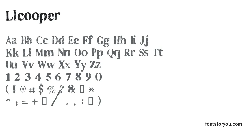 A fonte Llcooper – alfabeto, números, caracteres especiais