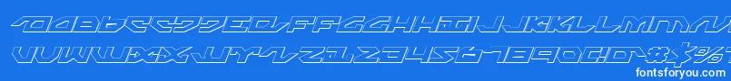NightrunnerShadowItalic-Schriftart – Weiße Schriften auf blauem Hintergrund