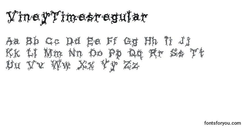 A fonte VineyTimesregular – alfabeto, números, caracteres especiais