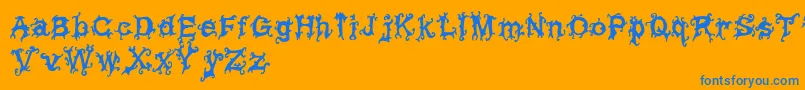 VineyTimesregular-Schriftart – Blaue Schriften auf orangefarbenem Hintergrund