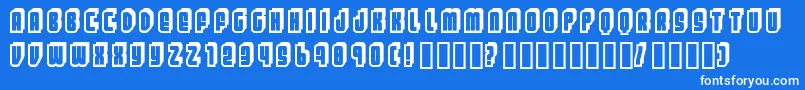 Letters ffy-Schriftart – Weiße Schriften auf blauem Hintergrund
