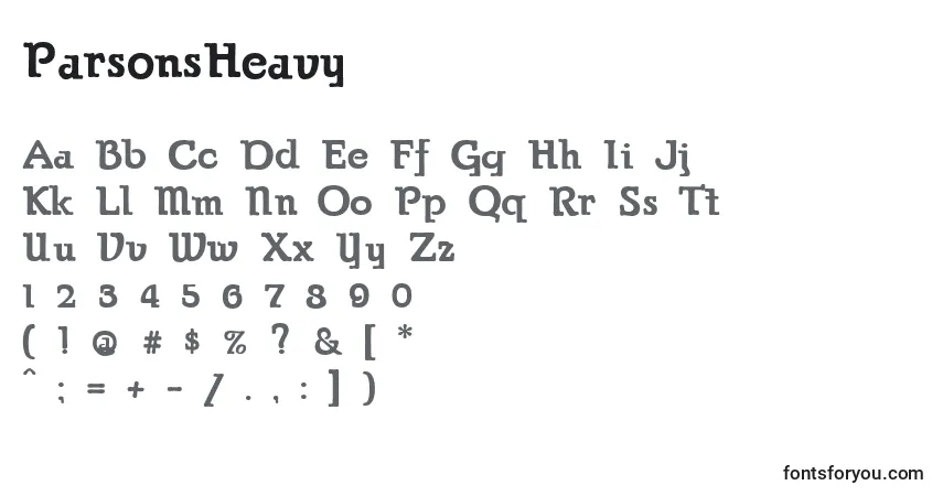 A fonte ParsonsHeavy – alfabeto, números, caracteres especiais
