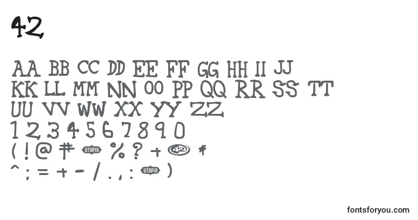 A fonte 42 – alfabeto, números, caracteres especiais