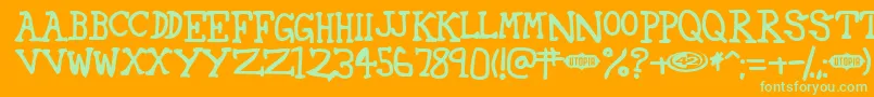 42-Schriftart – Grüne Schriften auf orangefarbenem Hintergrund