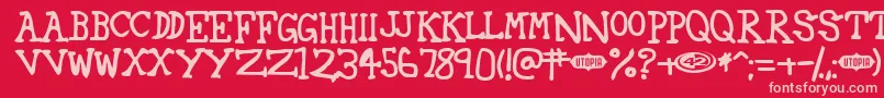 42 Font – Pink Fonts on Red Background