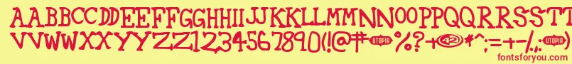 42 Font – Red Fonts on Yellow Background