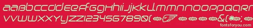 フォントBirdmanOblique – 赤い背景に緑の文字