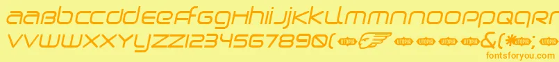 BirdmanOblique-Schriftart – Orangefarbene Schriften auf gelbem Hintergrund