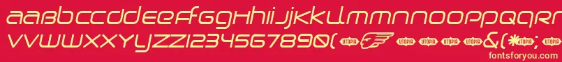 BirdmanOblique Font – Yellow Fonts on Red Background