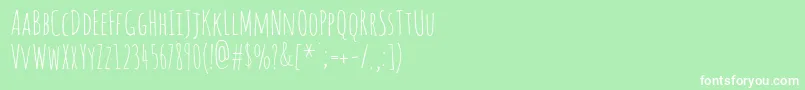 フォントAmaticRegular – 緑の背景に白い文字