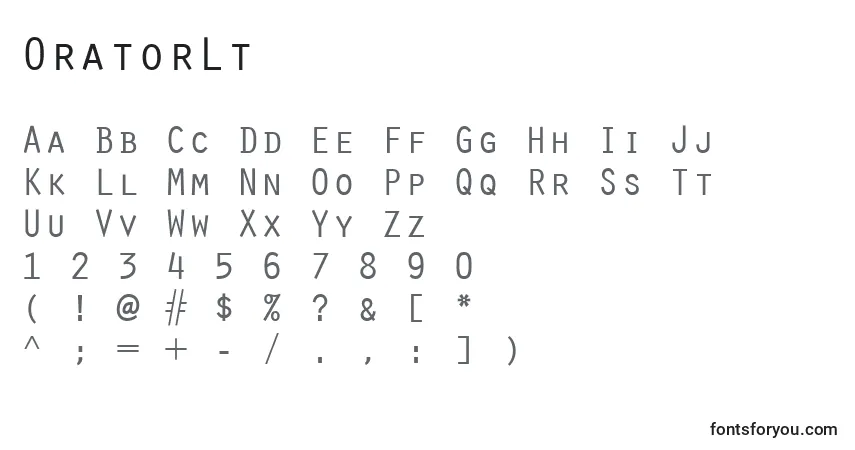 A fonte OratorLt – alfabeto, números, caracteres especiais