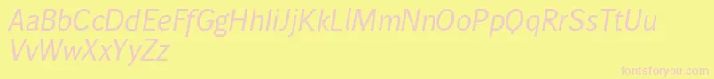 Wendelinnormalkursiv Font – Pink Fonts on Yellow Background