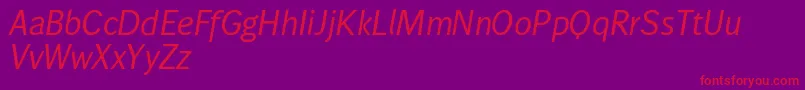 Wendelinnormalkursiv-Schriftart – Rote Schriften auf violettem Hintergrund