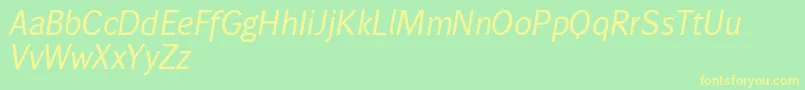 Wendelinnormalkursiv Font – Yellow Fonts on Green Background